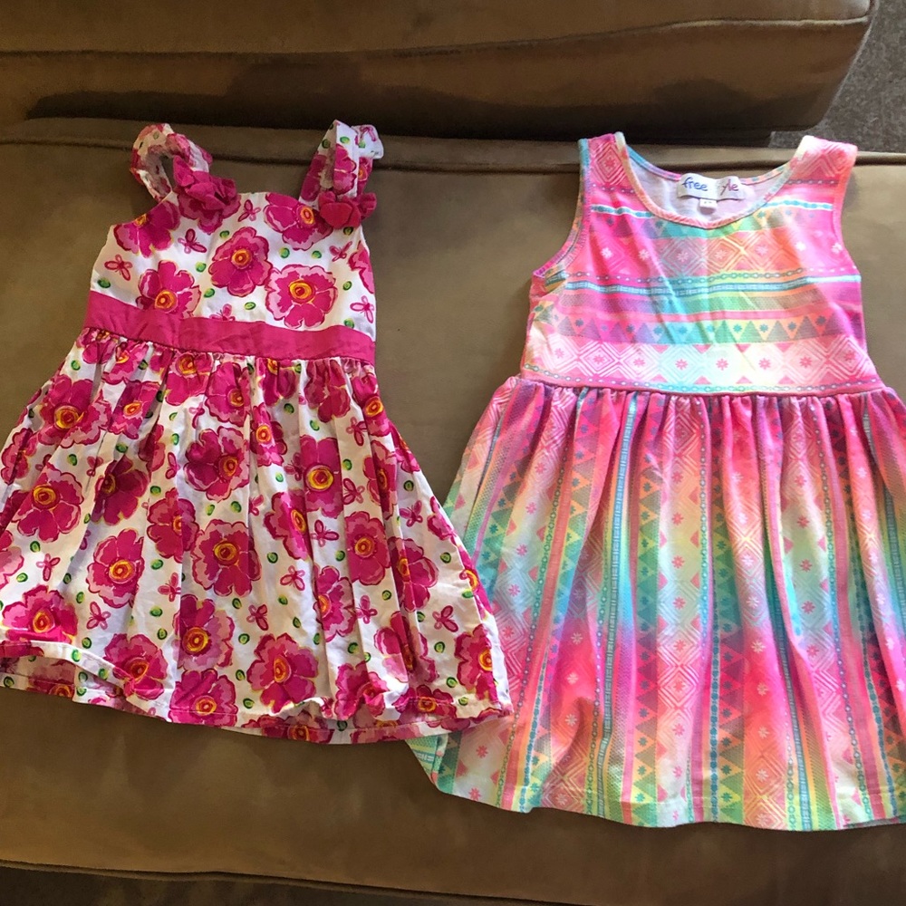 Lot of 2 4T sleeveless pink dresses